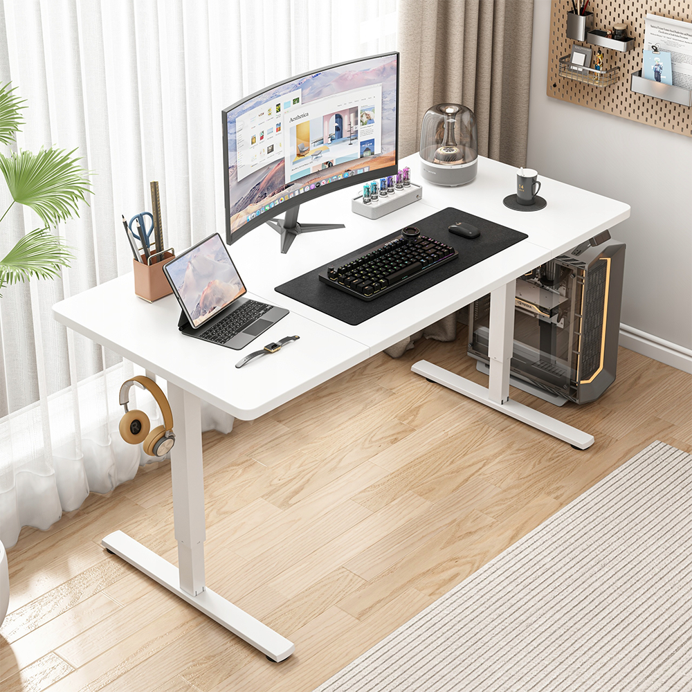 Biurko z elektryczną regulacją wysokości – 120x60x72 cm, do ergonomicznej pracy i gier.