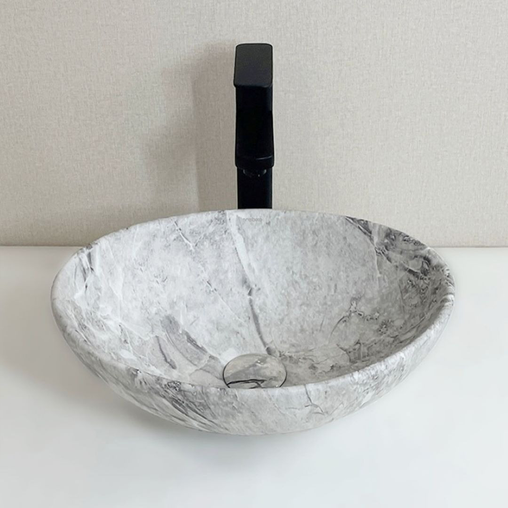 Ceramiczna umywalka z powierzchnią imitującą marmur – 42 x 34 x 15 cm, nowoczesny design i wysoka wytrzymałość