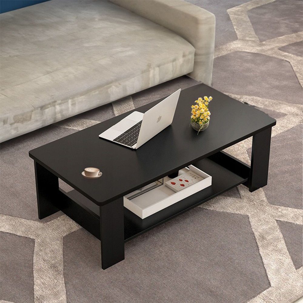 Czarny stolik kawowy 100x50x42 cm – nowoczesny, praktyczny i elegancki