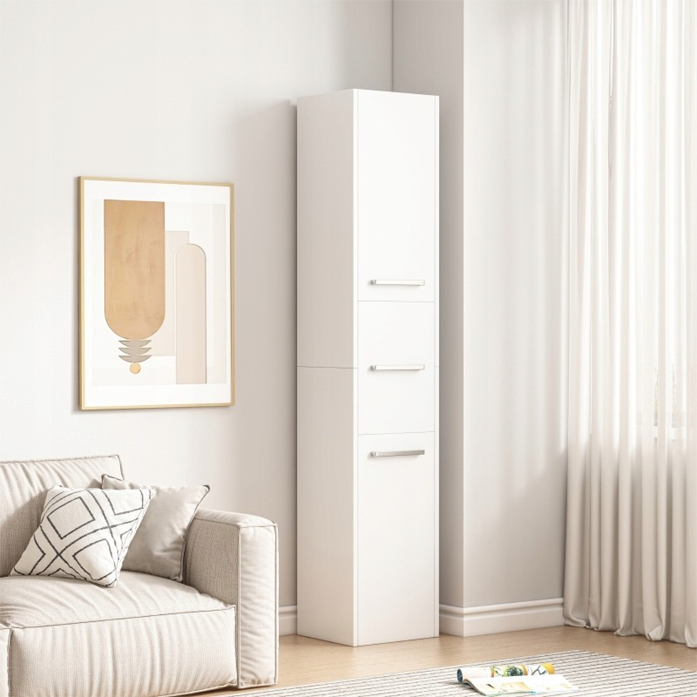 Biała szafka pionowa z 3 przegrodami 170x30x30 cm – nowoczesny i funkcjonalny design