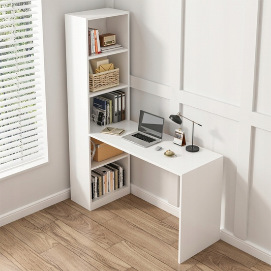 Białe biurko z półkami 125x50x181 cm – Ergonomiczna powierzchnia robocza o nowoczesnym designie