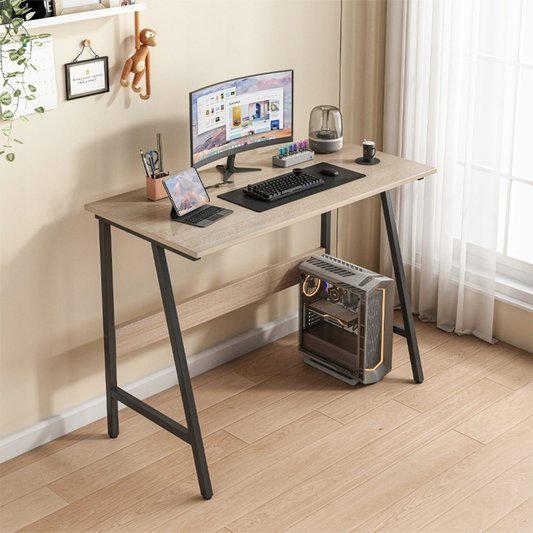 Biurko z jasnego dębu 100x50 cm z metalową ramą – styl industrialny, kompaktowy design, idealne do biura lub pokoju młodzieżowego