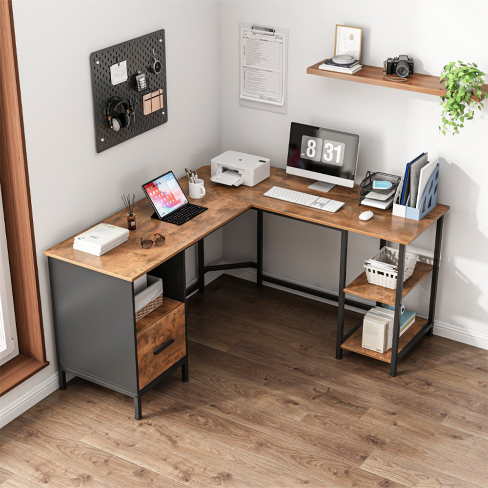 Biurko narożne w stylu industrialnym vintage – 150 x 75 x 50 cm – rustykalny design loftowy