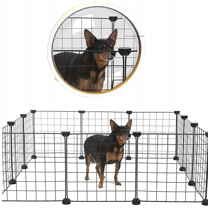 Czarny kojec zagroda metalowa dla psa kota szczeniaka królika 108 cm