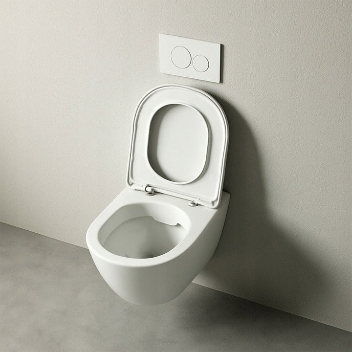 Miska WC biała rimless z deską wolnoopadającą duroplast – toaleta podwieszana z wirowym spłukiwaniem