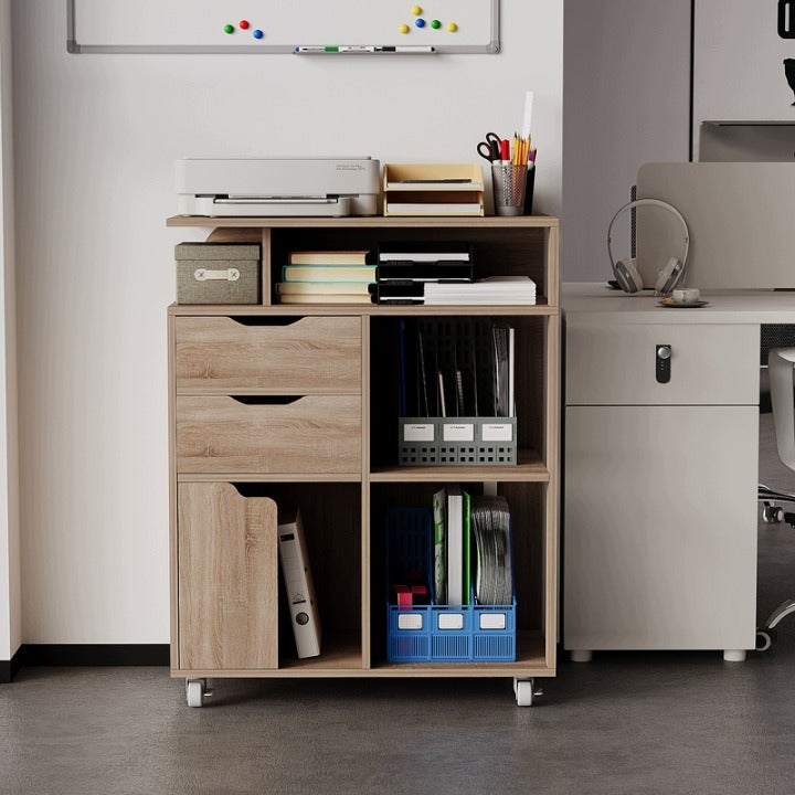 Mobilny kontener biurowy pod drukarkę na kółkach 60 x 39,5 x 73,5 cm jasny brąz