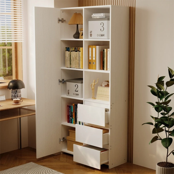 Regał Loft Biały 177 cm – Biblioteczka z 3 Szufladami i Półkami