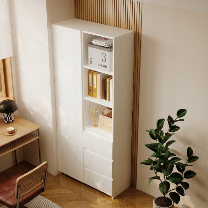 Regał Loft Biały 177 cm – Biblioteczka z 3 Szufladami i Półkami