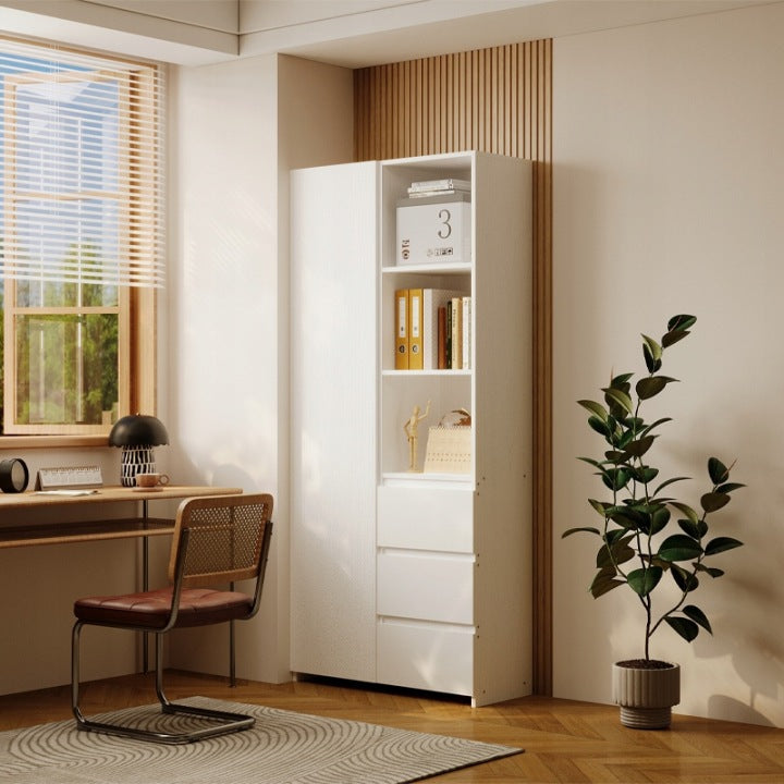Regał Loft Biały 177 cm – Biblioteczka z 3 Szufladami i Półkami