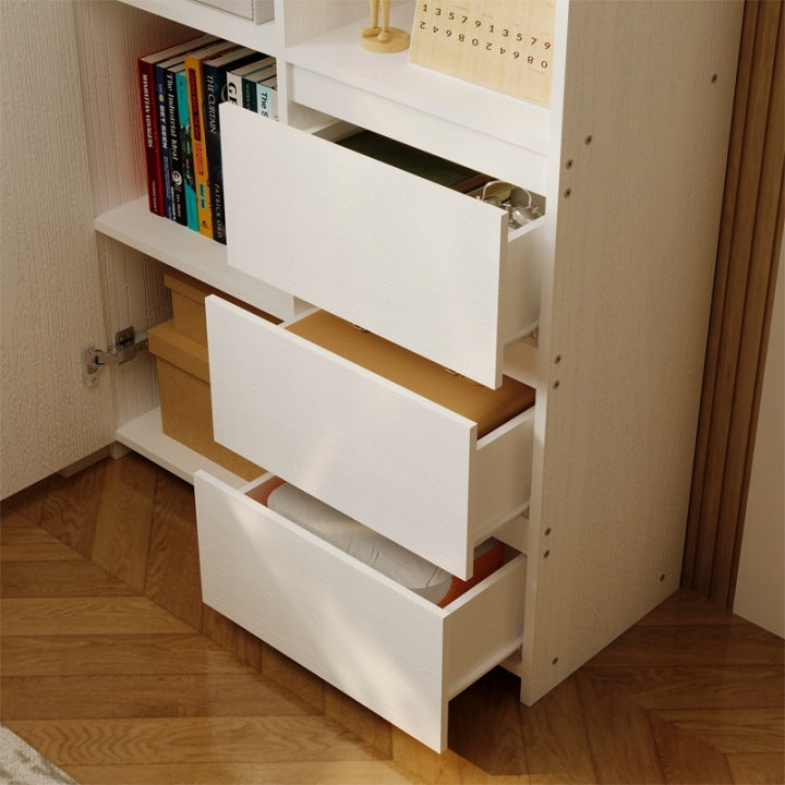 Regał Loft Biały 177 cm – Biblioteczka z 3 Szufladami i Półkami
