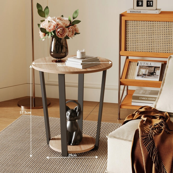 Stolik Kawowy Loft Industrialny 50 cm – Ława Jasny Brąz do Salonu