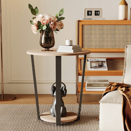 Stolik Kawowy Loft Industrialny 50 cm – Ława Jasny Brąz do Salonu