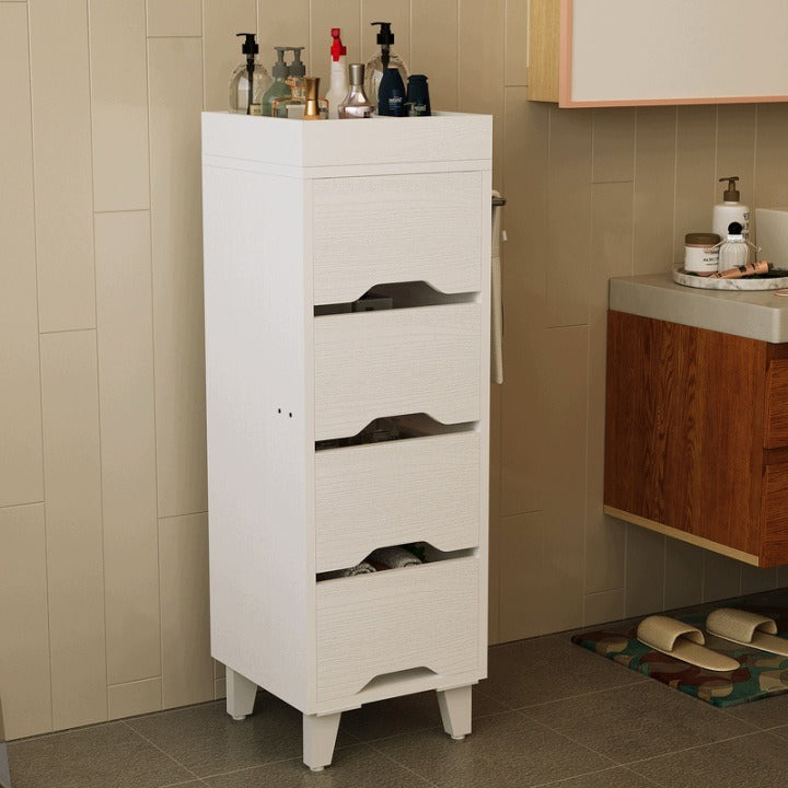 Szafka Łazienkowa Biała 30x30x90 cm z 4 Szufladami Organizerem i Wieszakiem