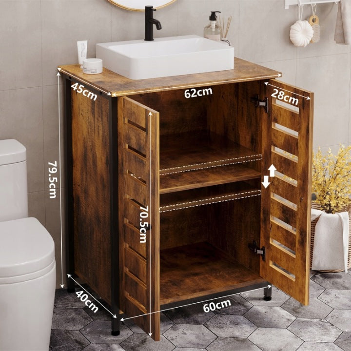 Szafka Pod Umywalkę Loft Rustykalna – Brązowa Stojąca 62 cm