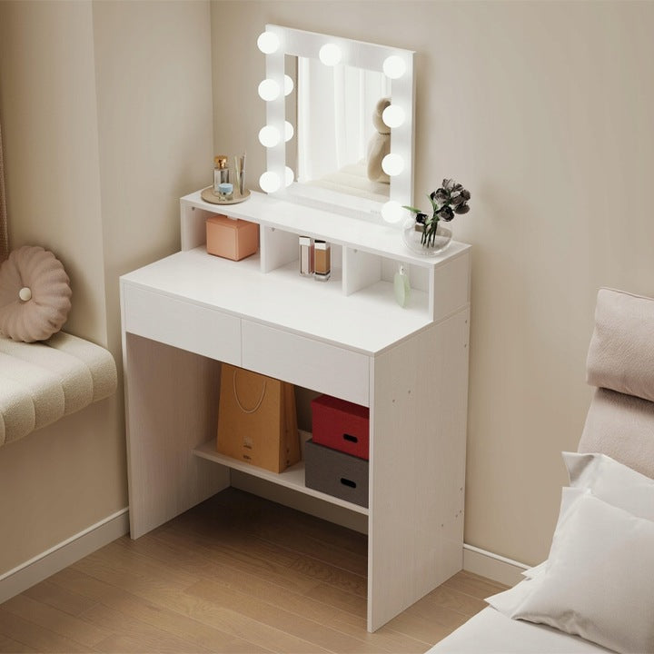 Toaletka kosmetyczna z lustrem LED 80 cm – nowoczesna toaletka do makijażu i wizażu w stylu loft