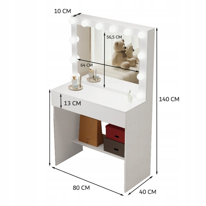 Toaletka kosmetyczna z lustrem LED – nowoczesna toaletka do makijażu i wizażu w stylu glamour loft