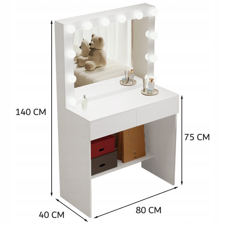 Toaletka kosmetyczna z lustrem LED – nowoczesna toaletka do makijażu i wizażu w stylu loft glamour