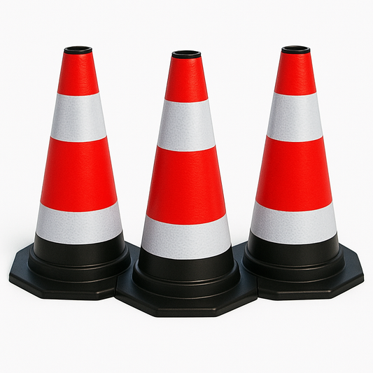 Zestaw 3 elastycznych pachołków odblaskowych o wysokości 40 cm – bezpieczne wyznaczenie ruchu i obszaru roboczego