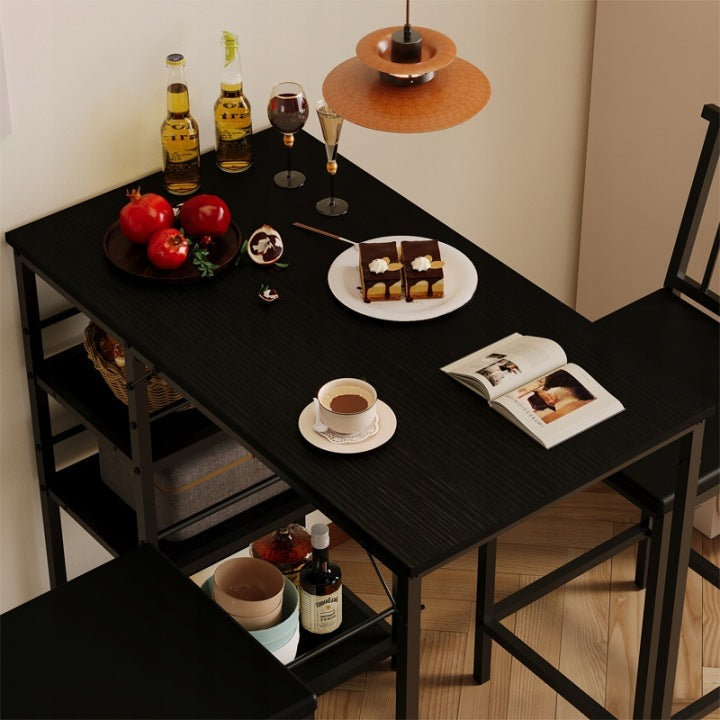 Zestaw Barowy Loft Czarny – Stół + 2 Krzesła do Kuchni i Jadalni