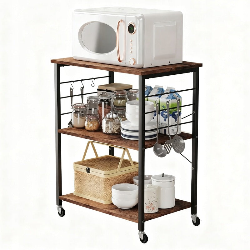 Szafka mobilna na kółkach brązowa stolik śniadaniowy wózek kuchenny 60cm