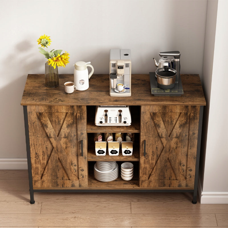 Komoda z szufladami i otwartymi półkami 100x70x35 cm – Vintage brązowa, styl rustykalny