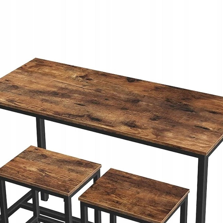 Zestaw stołu barowego w stylu industrialnym z 2 krzesłami - 100x40x90 cm