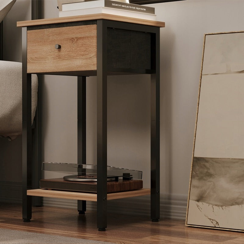 Stolik nocny komoda szafka szufladą półką jasny brąz industrialny loft 51cm