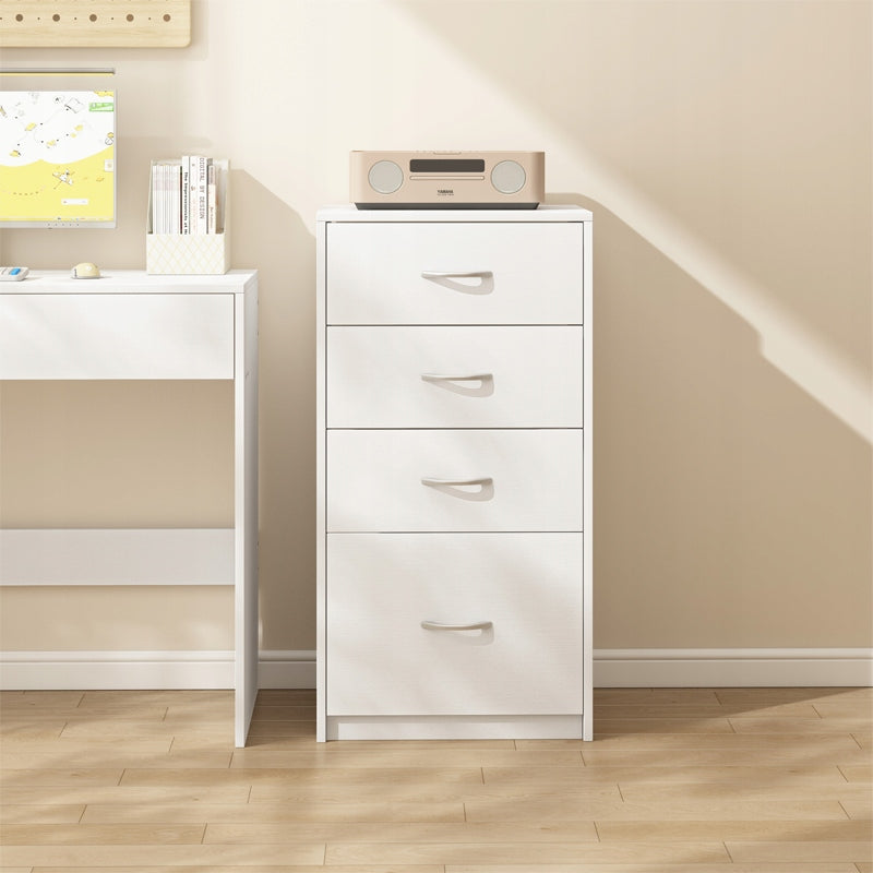 Nowoczesna półka z 4 szufladami w stylu loftowym, biała komoda, duża szafka biurowa 85 cm