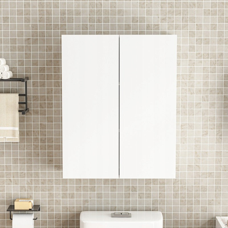 Szafka wisząca do łazienki, biała, z 2 drzwiami, nowoczesna, do montażu na ścianie, z 3 półkami, 60 cm