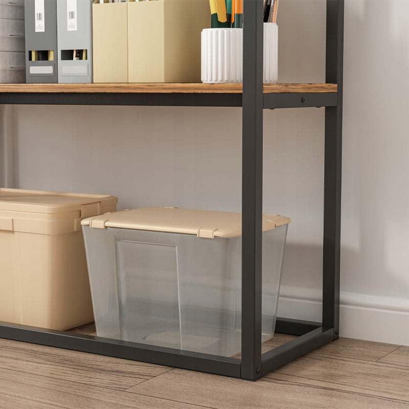 Industrialna szafka biurowa w stylu loft, z drewna, z 2 półkami, w kolorze rustykalnego brązu.