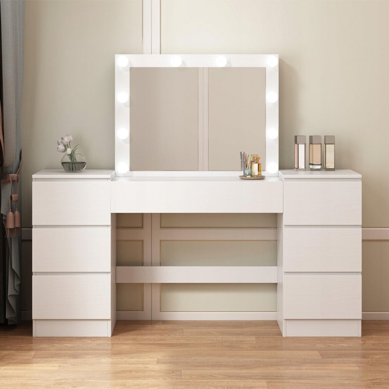 Toaletka z lustrem z szufladami biała do makijażu glamour nowoczesna loft