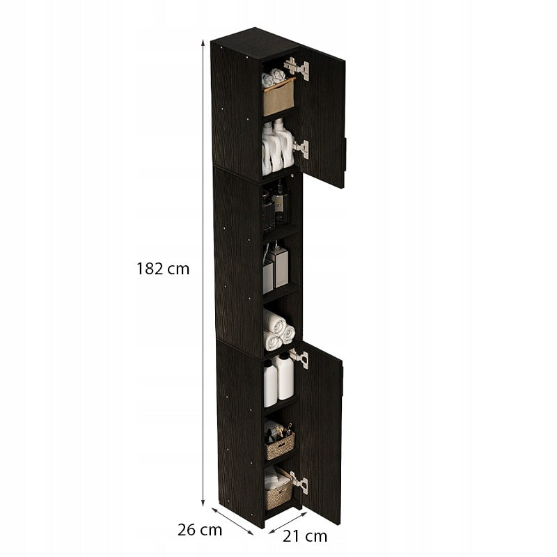 Regał łazienkowy stojący szafa czarny loft szafka półka słupek wysoki wąski