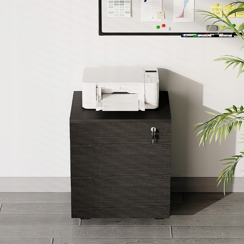 Kontenerek biurowy na kółkach z szufladami kluczyk mobilna szafka czarna