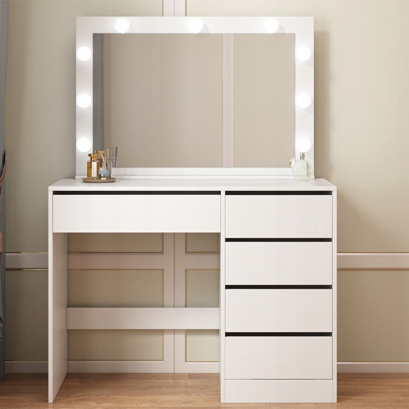 Toaletka kosmetyczna makijażu wizażu z lustrem led nowoczesna glamour biała