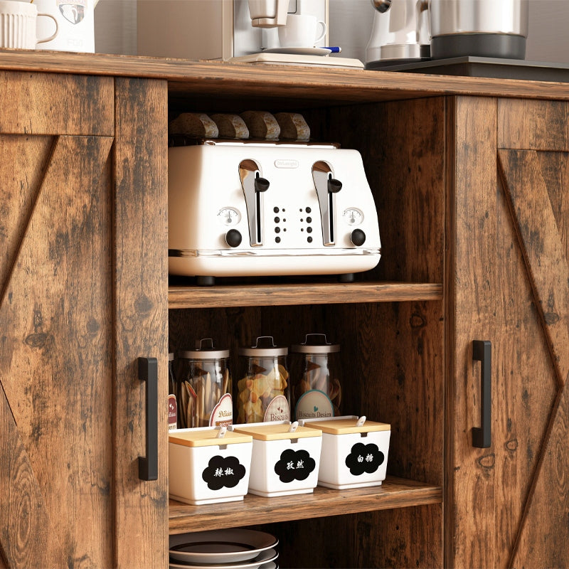 Komoda z szufladami i otwartymi półkami 100x70x35 cm – Vintage brązowa, styl rustykalny