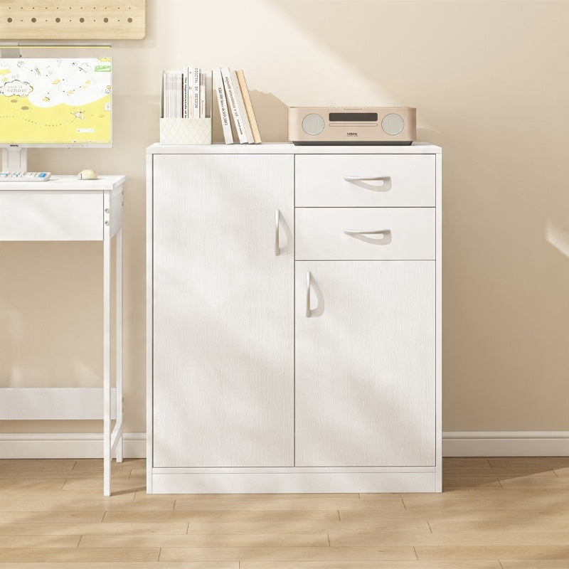 Nowoczesna komoda z szufladami i półkami w stylu loftowym, biała szafka z drzwiami 74 cm