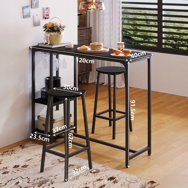 Zestaw barowy - stół + 2 krzesła (stołki) – czarny – styl loft