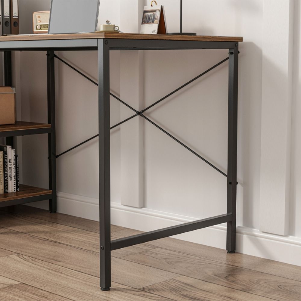 Biurko komputerowe – metalowe, styl gamer, design loftowy/industrialny, 2 półki boczne, 120 cm