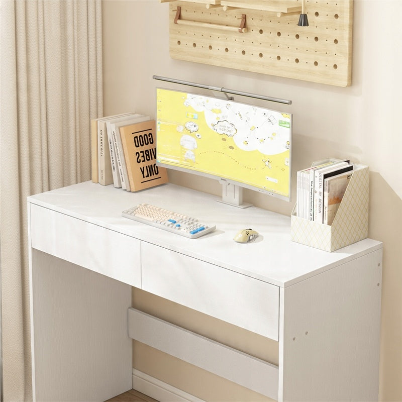 Nowoczesne białe biurko komputerowe z 2 szufladami w stylu loftowym, blat toaletowy 100 cm