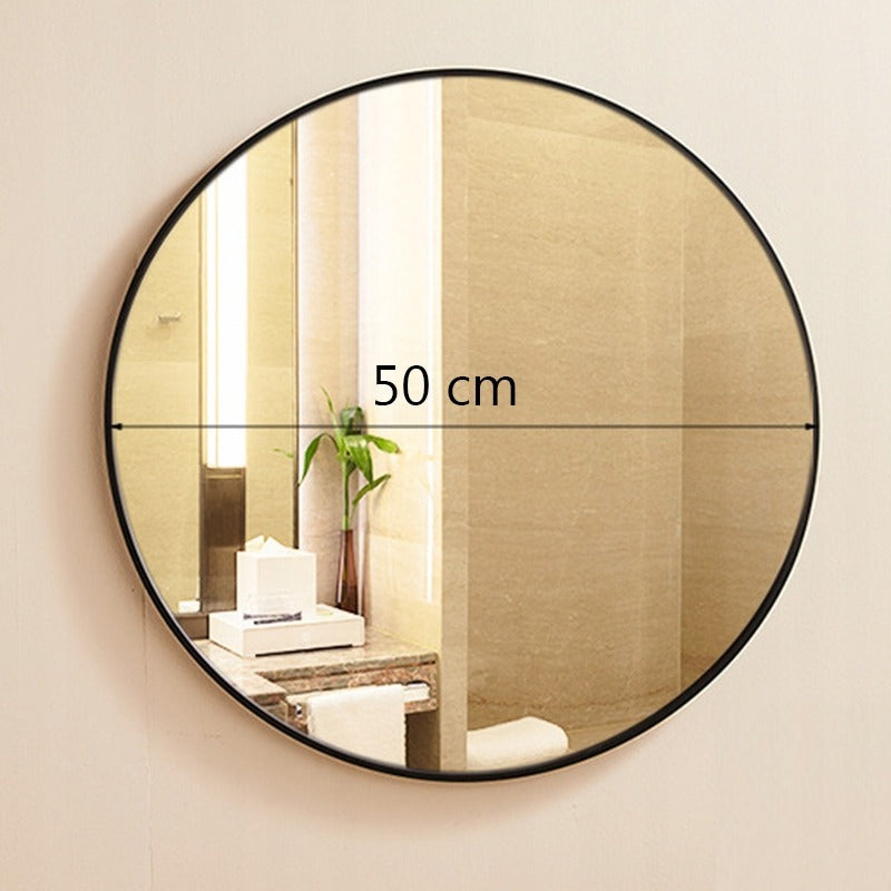 Okrągłe lustro z cienką ramą – średnica 50 cm, łatwy montaż