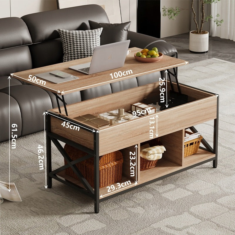 Ława stolik drewniany kawowy loft rozkładany podnoszony schowek brąz 100 cm