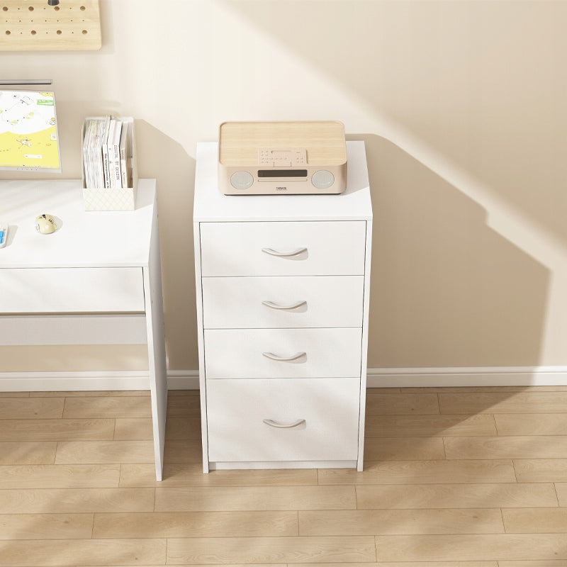 Nowoczesna półka z 4 szufladami w stylu loftowym, biała komoda, duża szafka biurowa 85 cm