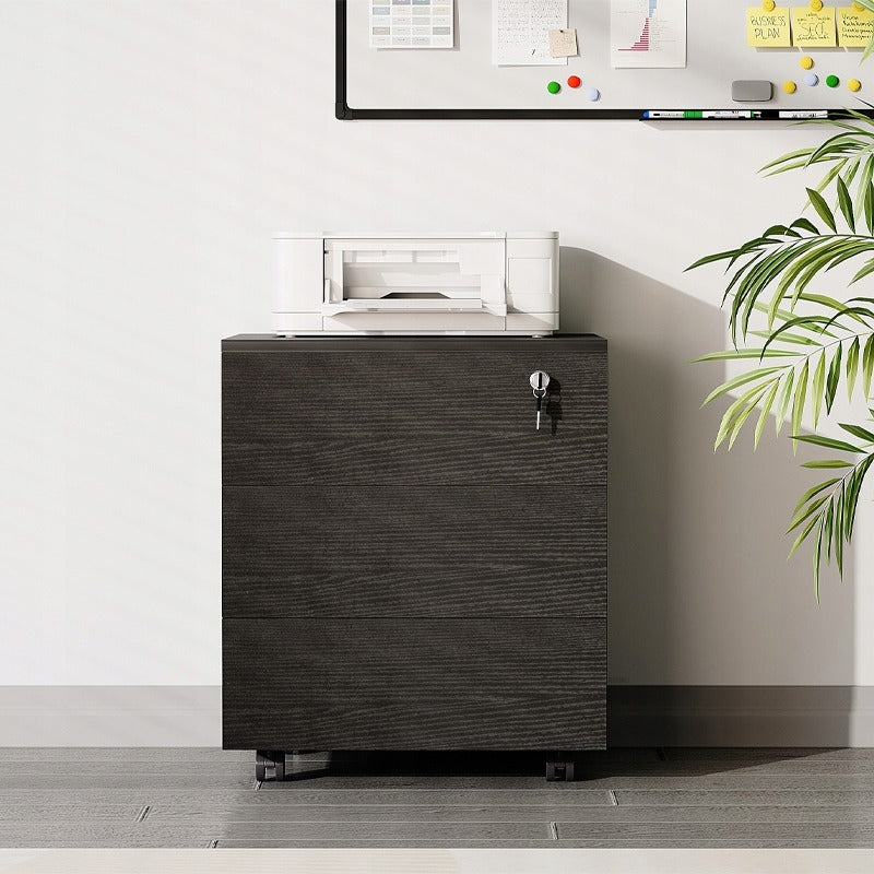 Kontenerek biurowy na kółkach z szufladami kluczyk mobilna szafka czarna