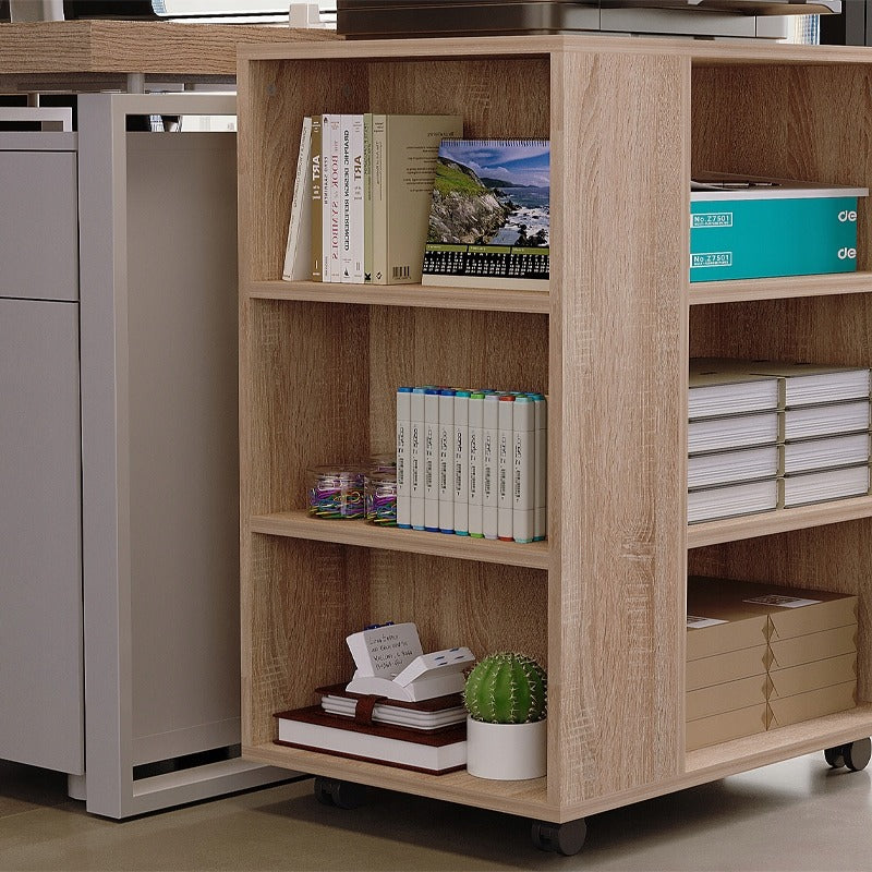 Wielofunkcyjny stolik pod drukarkę regał na kółkach półka szafka jasny brąz