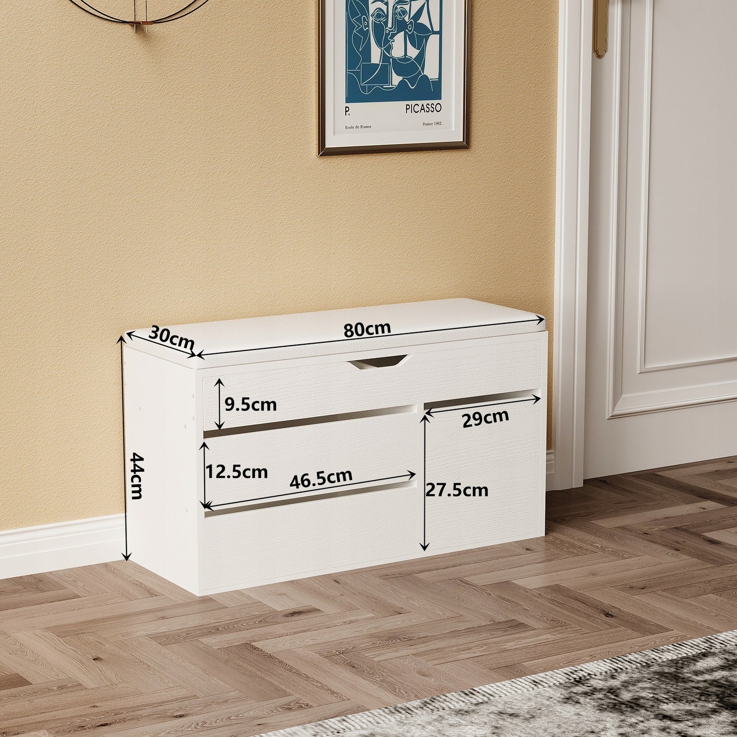 Szafka na buty z siedziskiem biała 80 cm