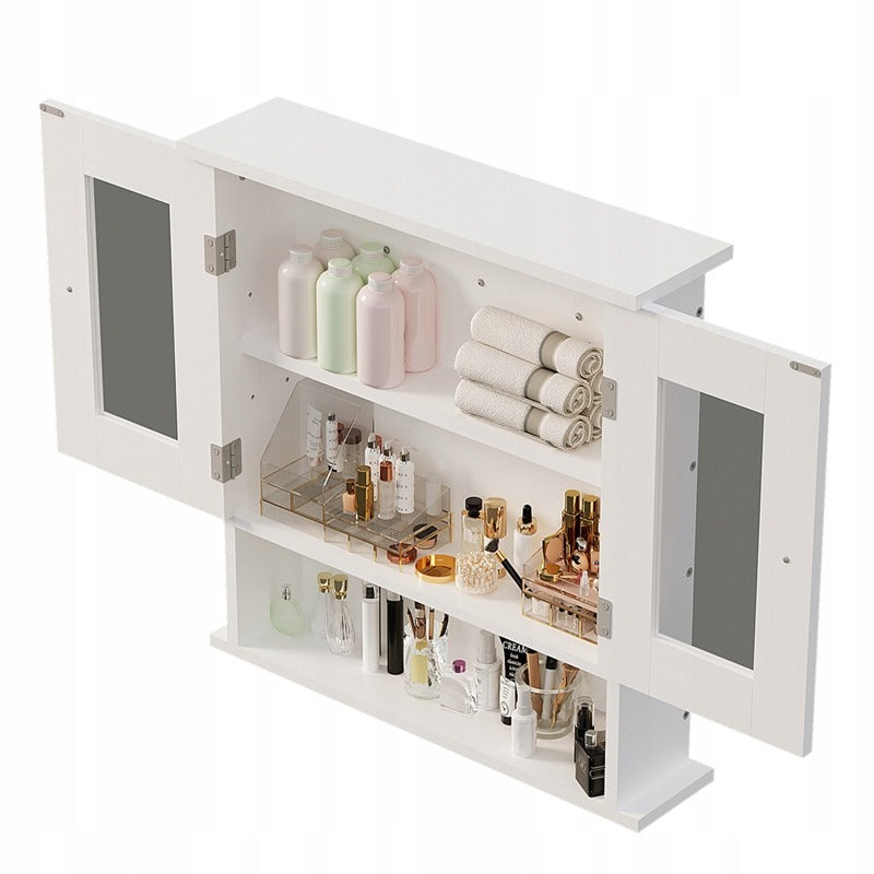 Szafka łazienkowa wisząca biała 2 drzwiowa szklana ścienna loft półki 58 cm