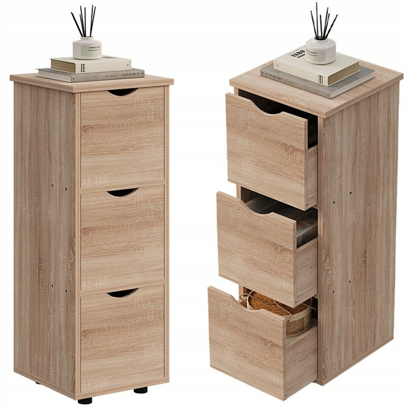 Szafka słupek z szufladami rustykalny dąb komoda stojąca wąska pojemna loft