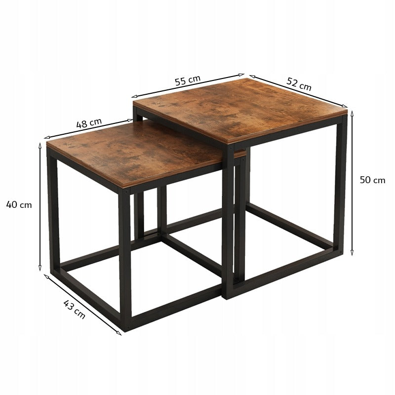Zestaw stolików kawowych 2 w 1 – składane stoliki kwadratowe do salonu