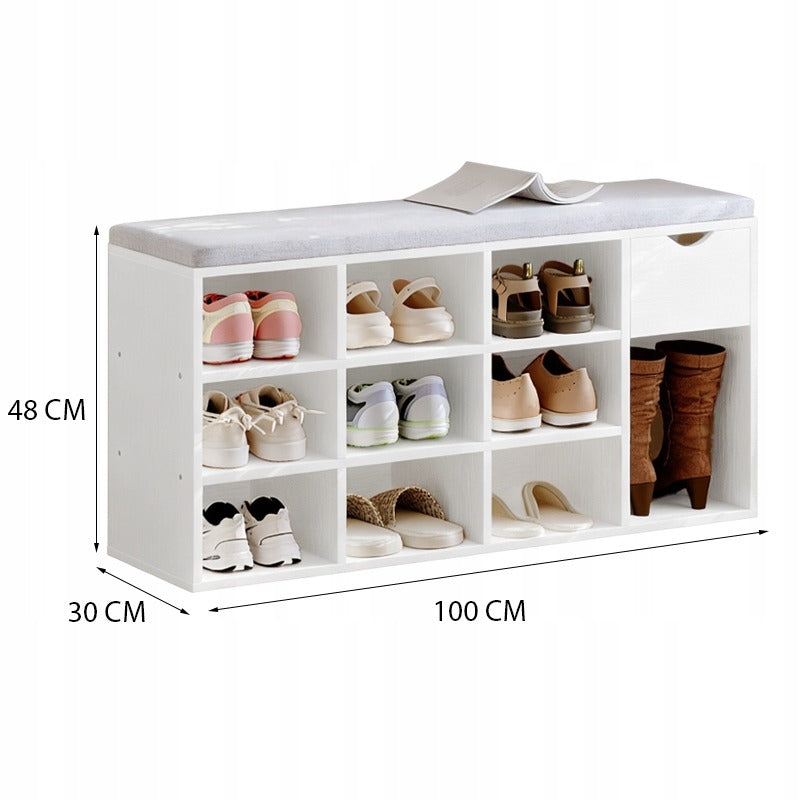 Szafka na buty z siedziskiem loft biała ławka przedpokój nowoczesna