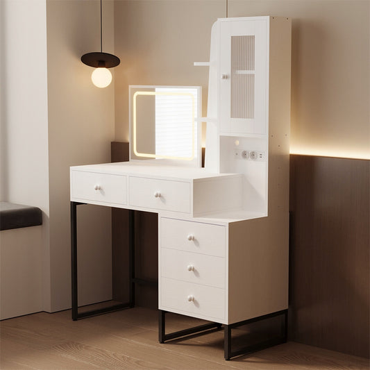 Toaletka kosmetyczna makijażu wizażu z lustrem LED glamour nowoczesna loft